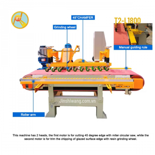 Máy mòi líp gạch băng tải 2 động cơ Baotao khổ 1m8 T2-L1800