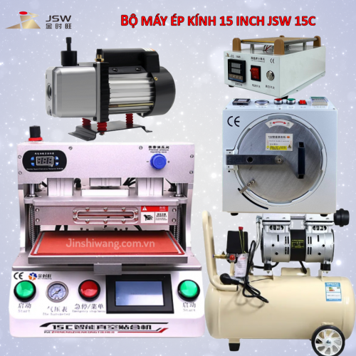 Trọn bộ máy ép kính điện thoại 15 inch JSW 15C mới 2026